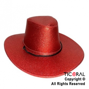 SOMBRERO COWBOY GLITTER ROJO x 1